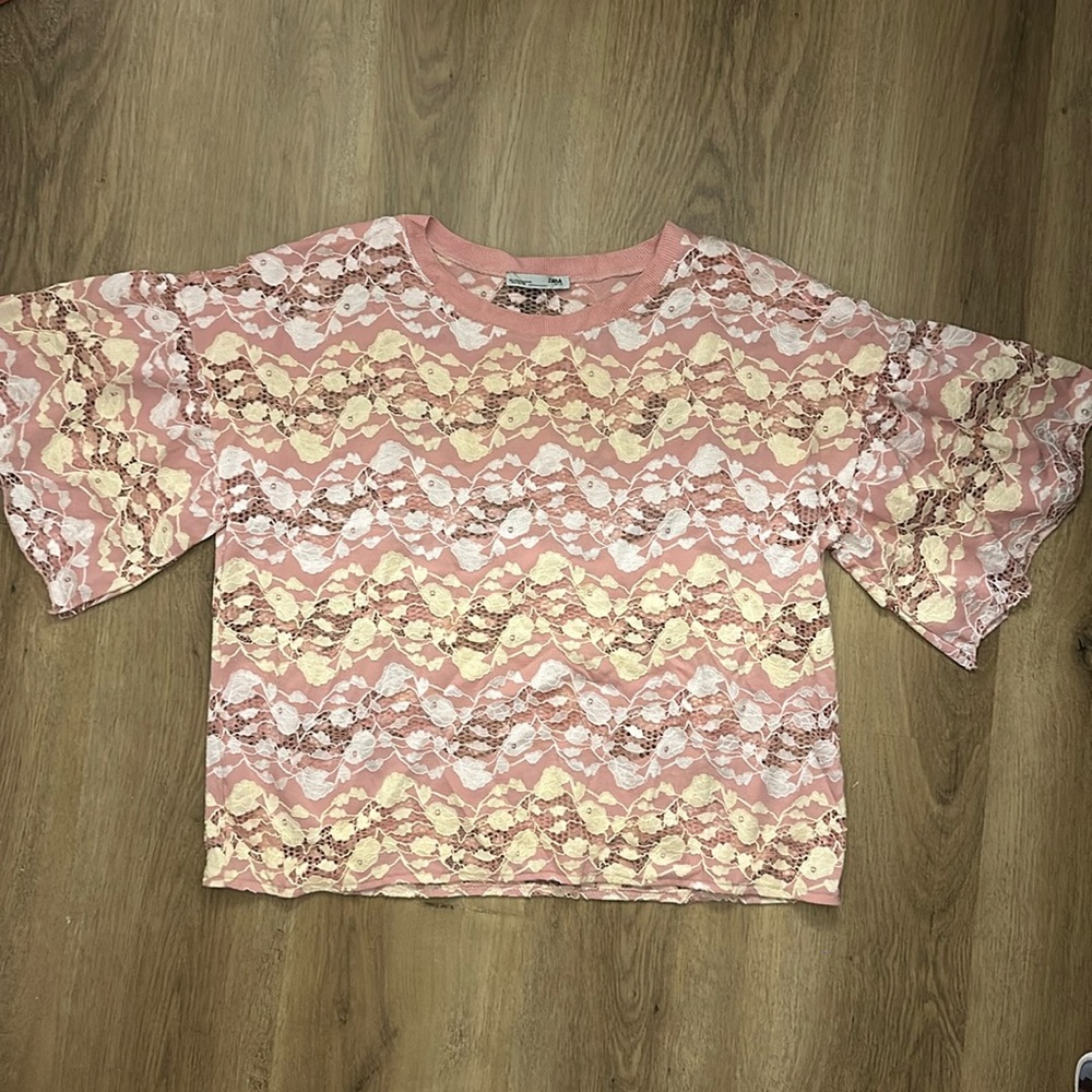Zara Floral Mesh Top